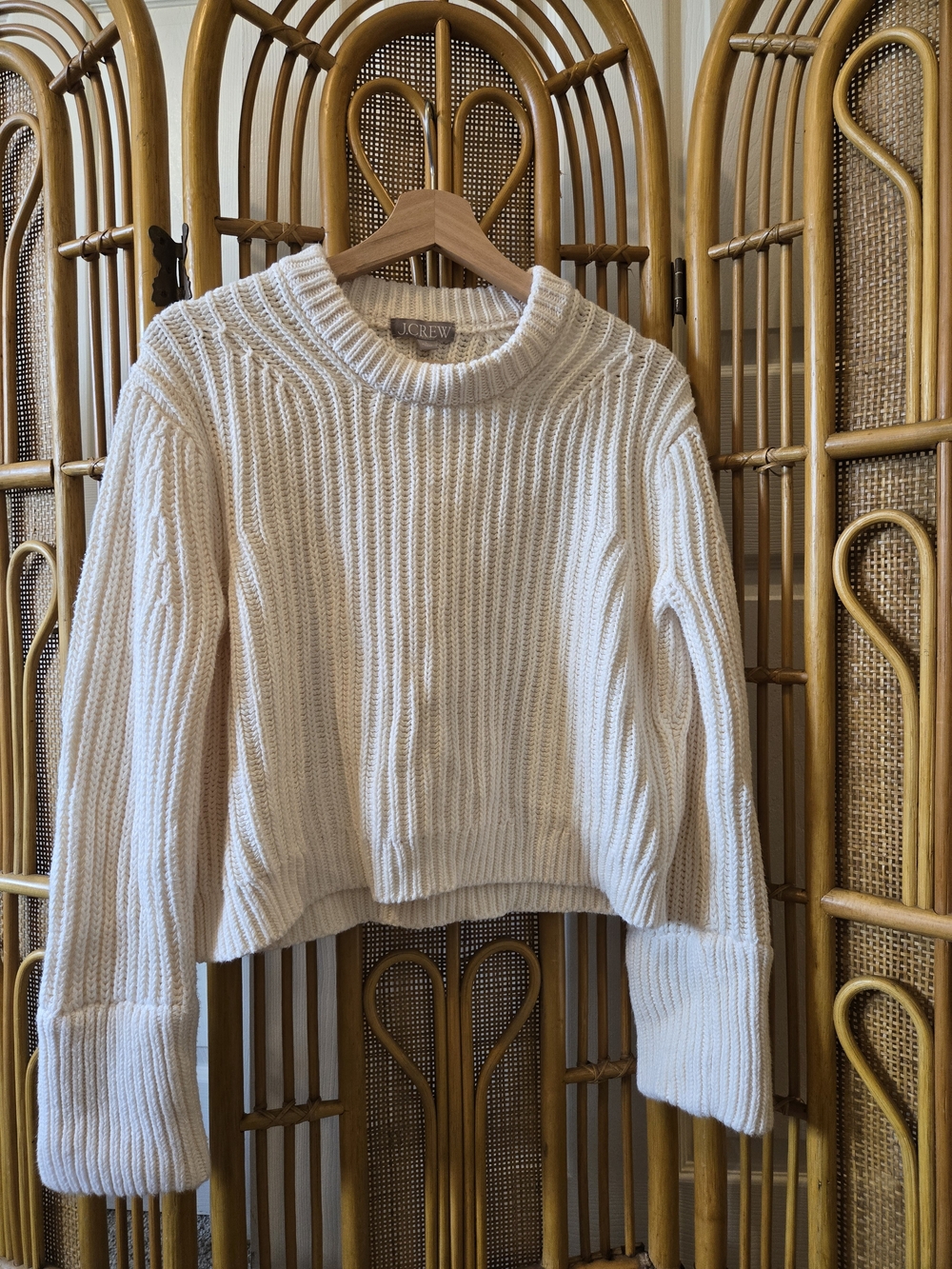 J. Crew Cream Cotton Crewneck Sweater